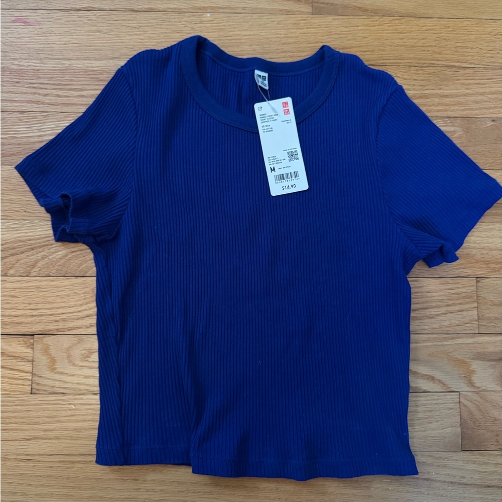 NWT Uniqlo Royal Blue Ribbed Tee